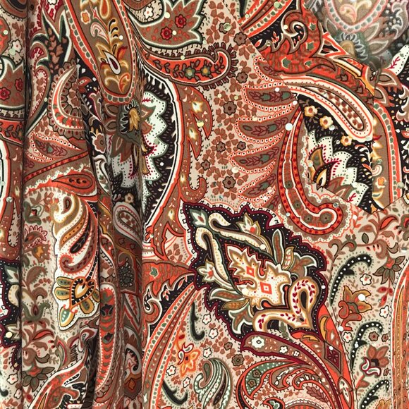 Oversize 2X top/tunic INC brown paisley 3/4 sleeve stretch women's holiday event - Picture 3 of 7